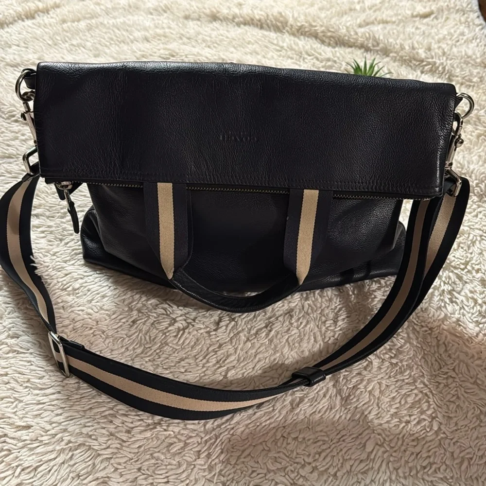 Coach Tote Bag CHARLES FOLDOVER LEATHER Navy /dark blueF54759